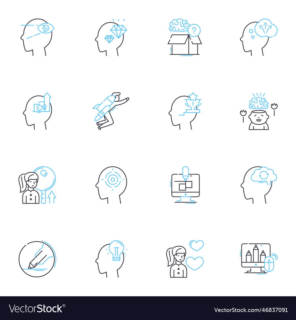 Deliberation linear icons set decision analysis vector image Deliberation linear icons set decision analysis
