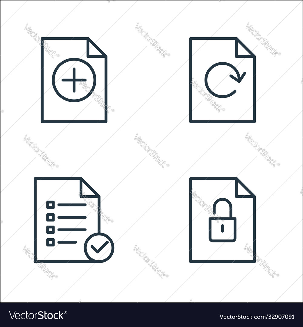 File and document outline line icons linear set