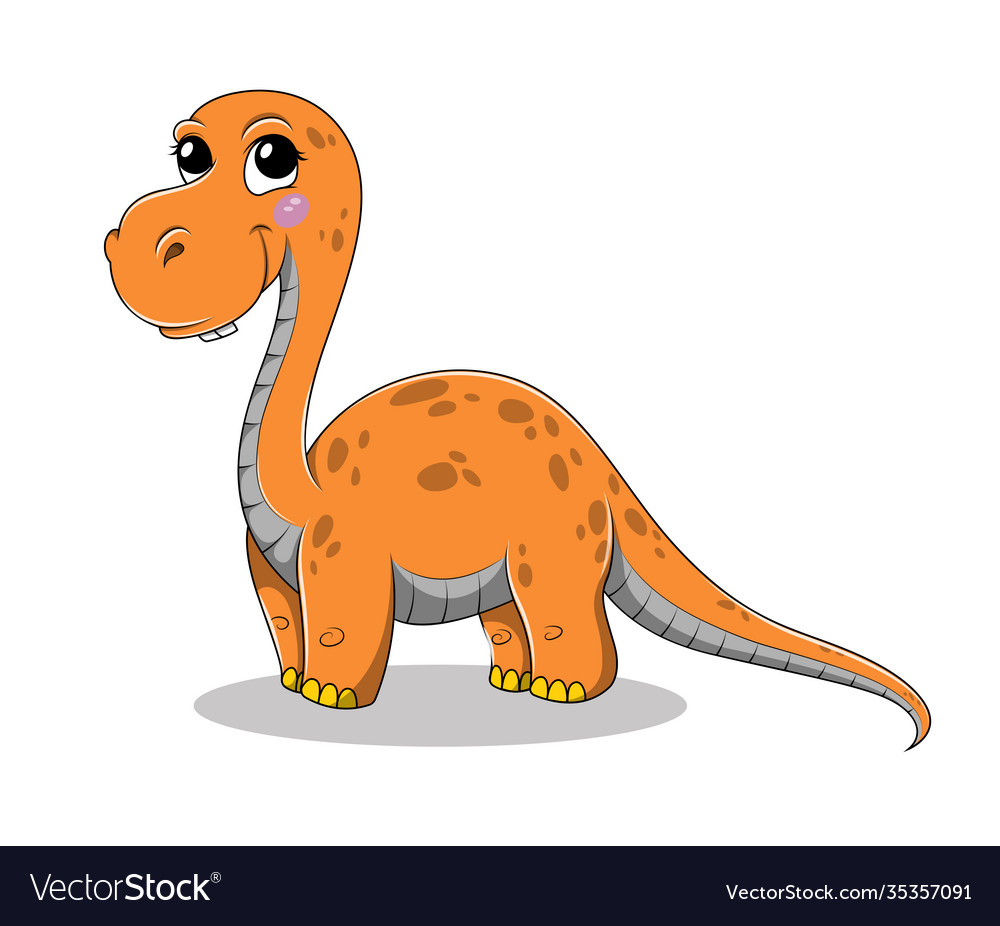 Two funny baby dinosaur characters - brontosaurus and pterodactyloidea,  cartoon vector illustration isolated on white background. Happy smiling  brontosaurus and pterodactyloidea dinosaur characters Stock Vector