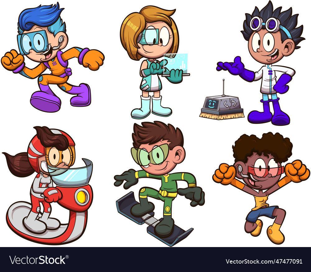 Futuristic kids Royalty Free Vector Image - VectorStock