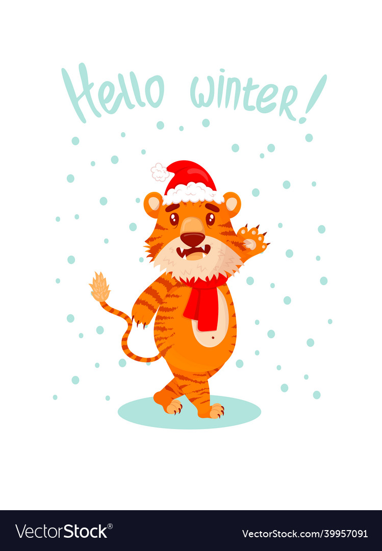 Greeting card with the inscription hello winter