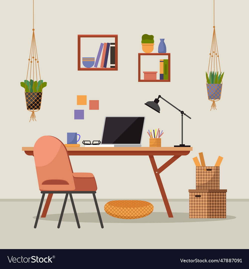 Home office work from the interior design Vector Image