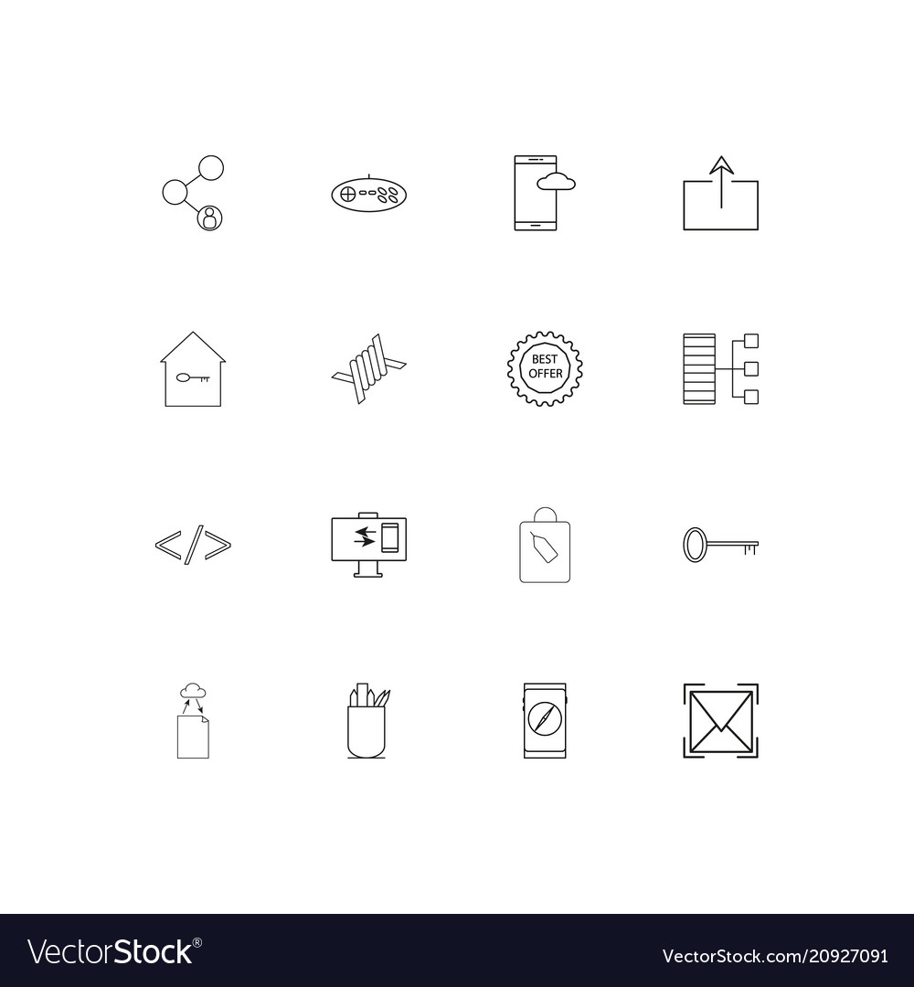 Internet technologies linear thin icons set
