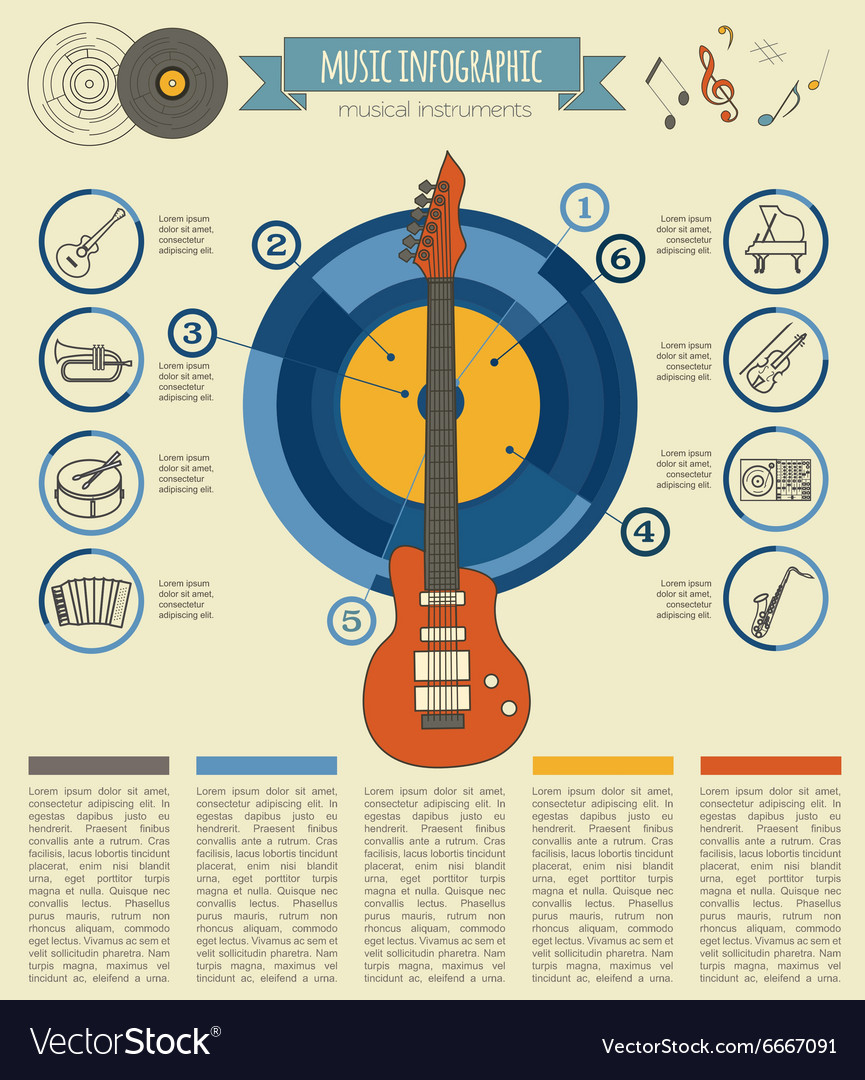 Musical instruments graphic template all types