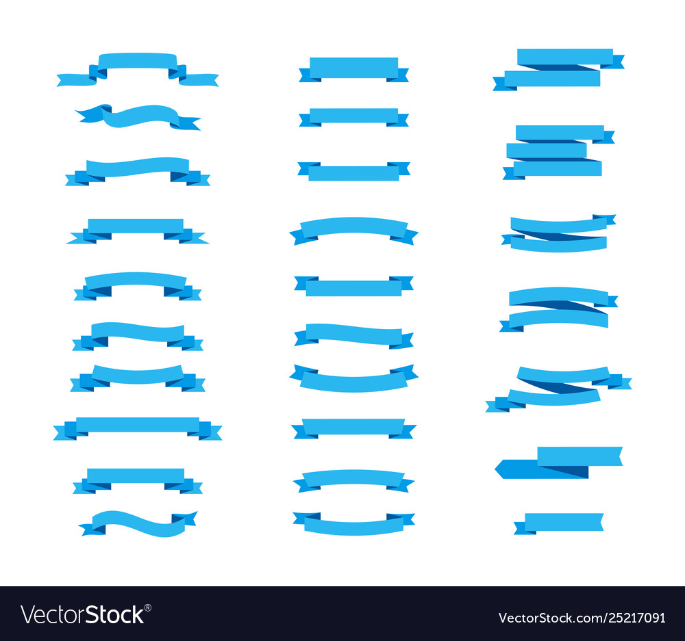 Ribbons banners isolated set blue tapes