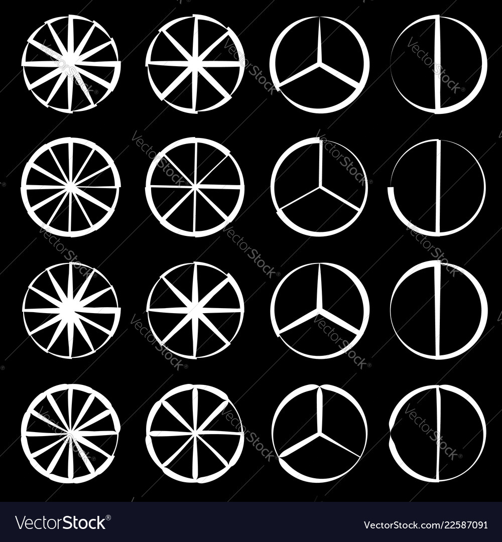 Segmentierter Kreis - Pie Diagramm Umriss gesetzt vector image Segmentierter Kreis - Pie Diagramm Umriss gesetzt
