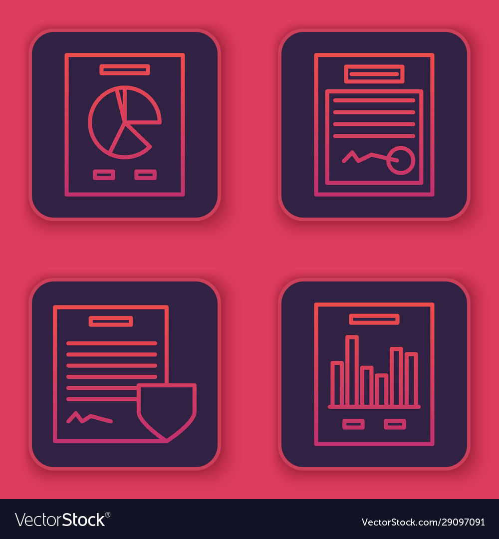 Set line document with graph chart contract Vector Image Set line document with graph chart contract