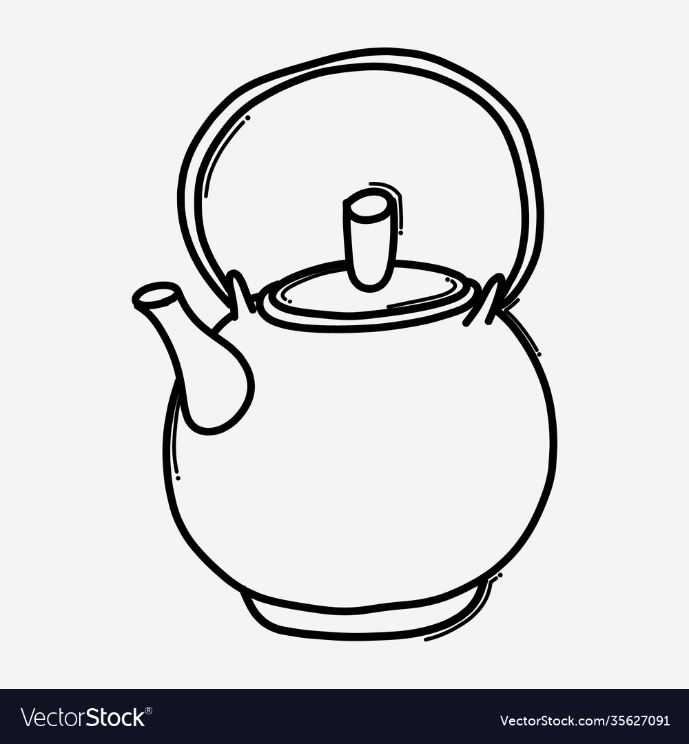Teapot doodle icon drawing sketch hand drawn line Vector Image
