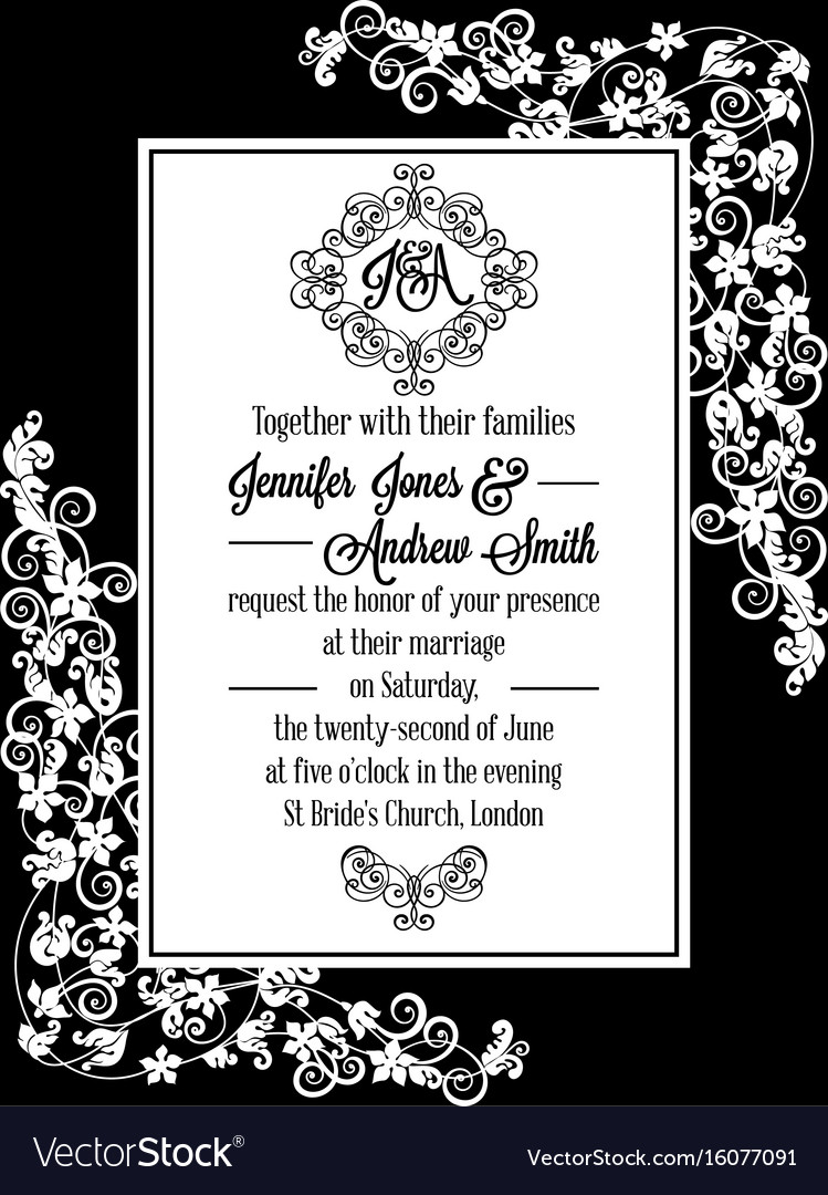 Vintage baroque style wedding invitation card