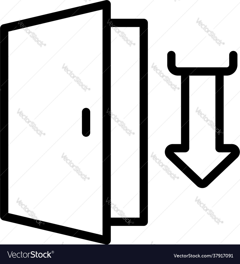 Wood door evacuation icon outline style Royalty Free Vector