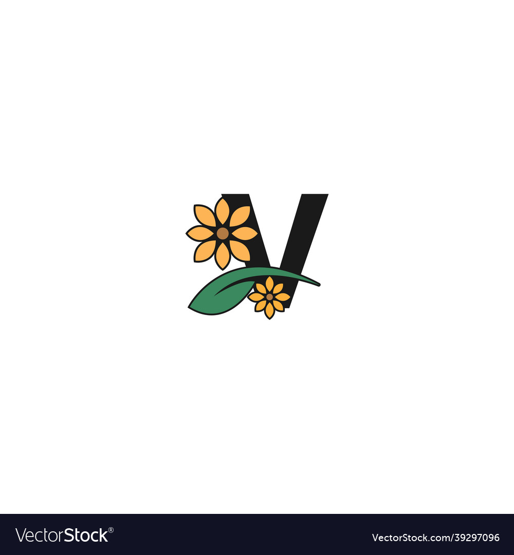 A letter with flowers icon logo design Royalty Free Vector