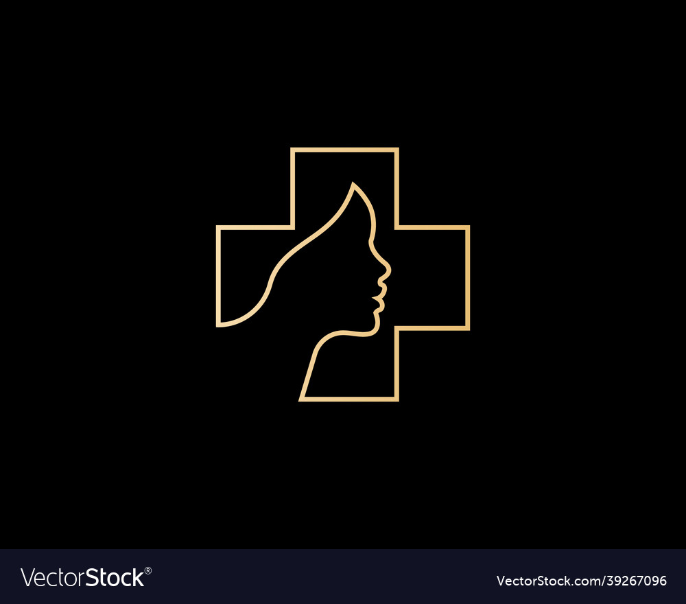 Abstract thin line cross with a silhouette Vector Image