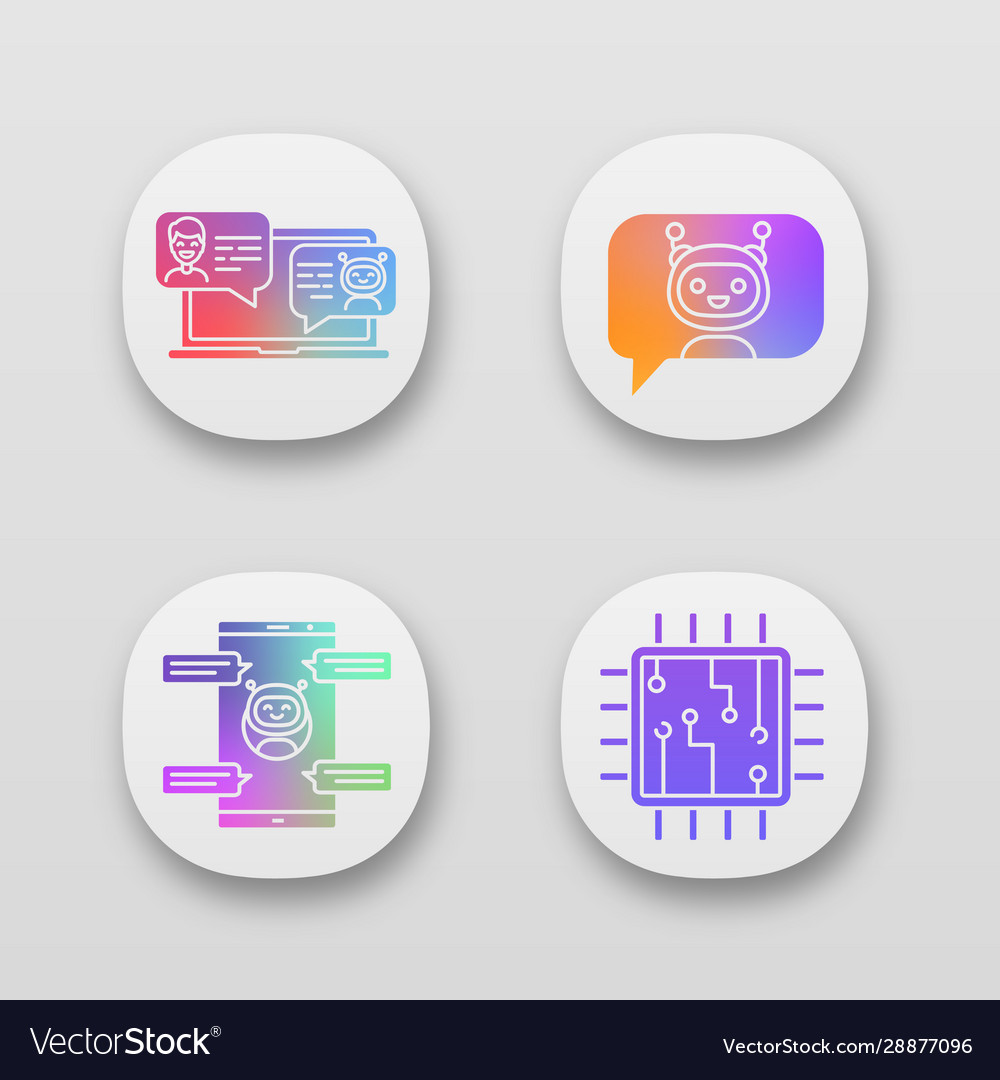 Chatbots app icons set vector image Chatbots app icons set