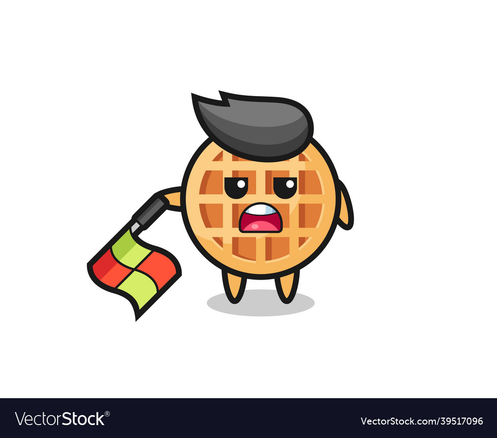 Circle waffle character as line judge hold vector image Circle waffle character as line judge hold