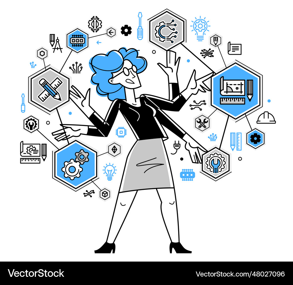 Engineer working on a project mechanic specialist Vector Image
