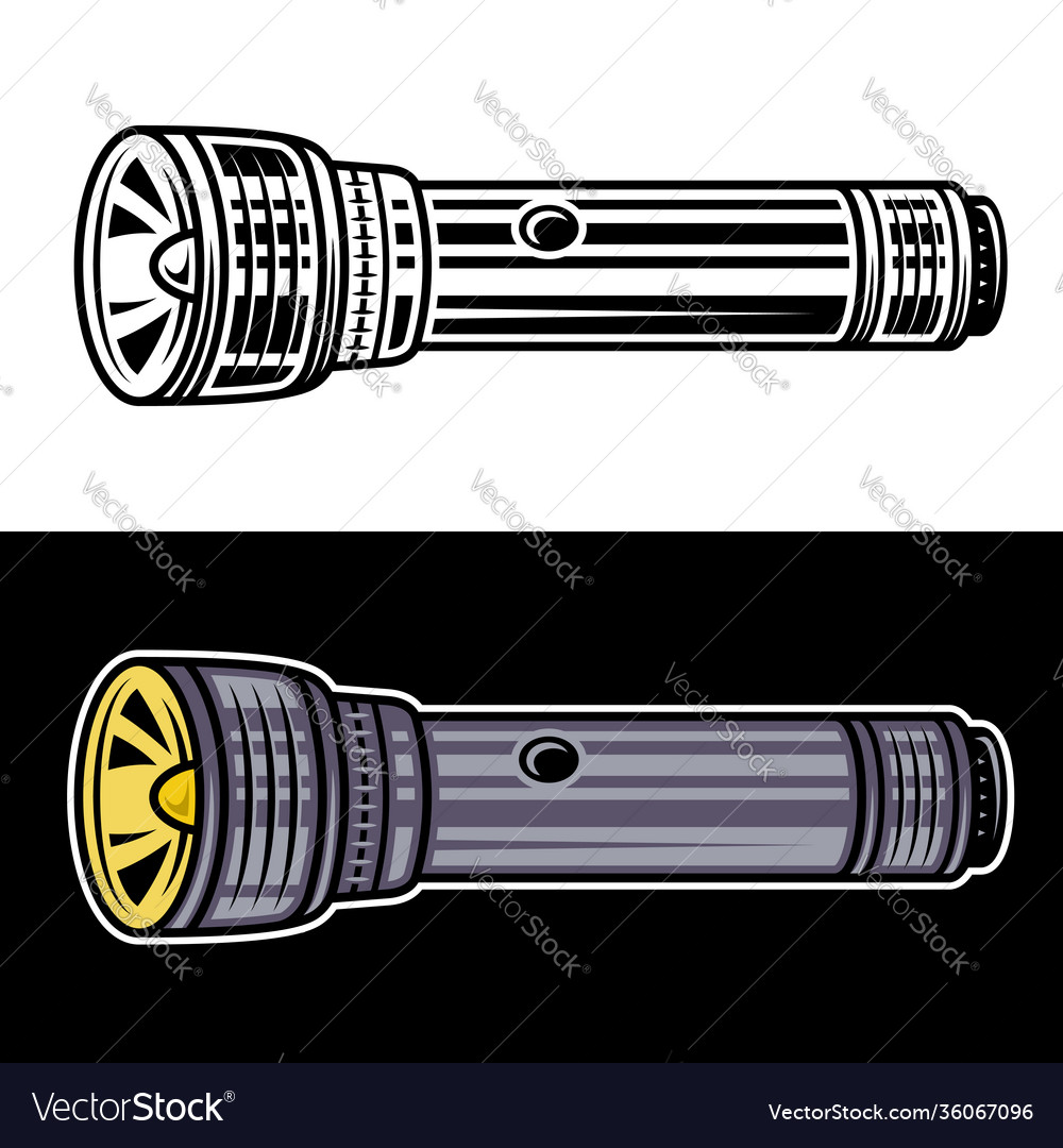 Flashlights set two objects in black Royalty Free Vector
