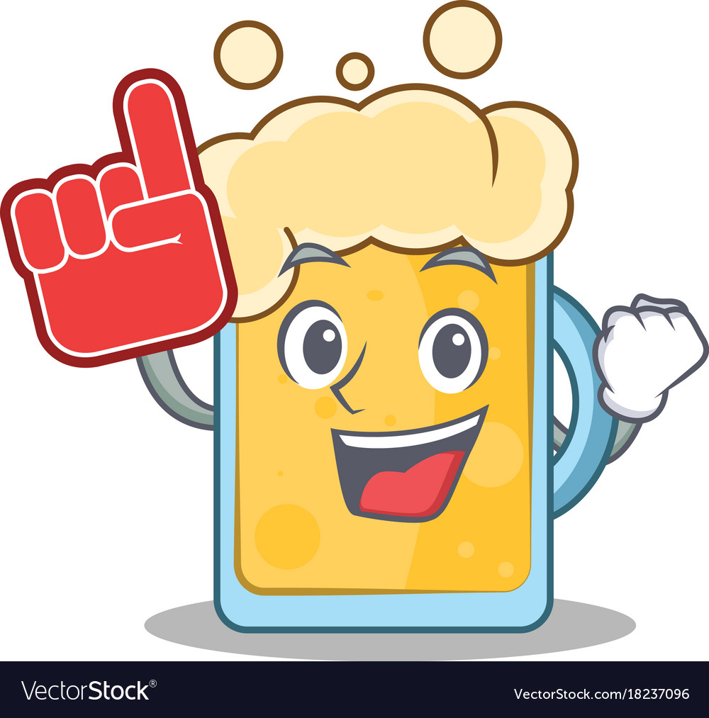 Foam finger beer character cartoon style Vector Image