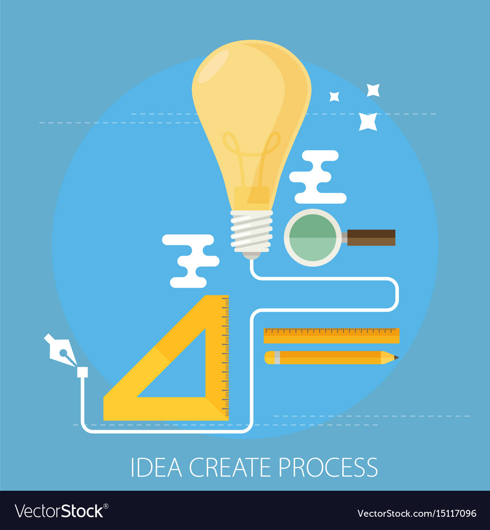 Idea creating process concept flat