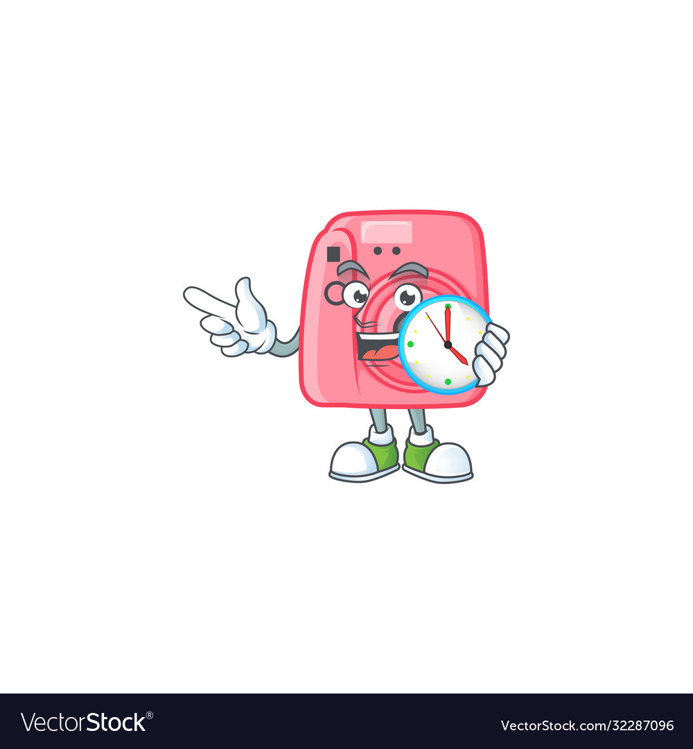 Instan camera cartoon character style with a clock