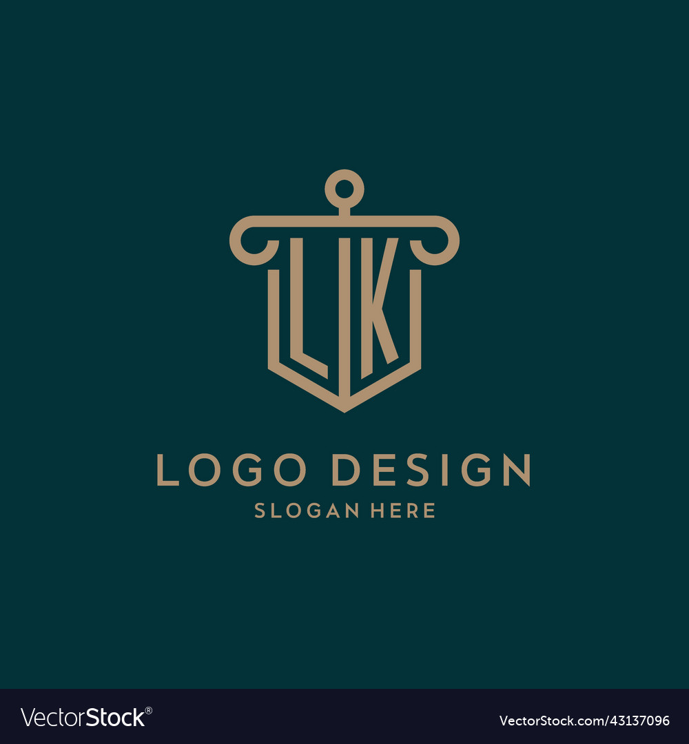 Lk monogram initial logo design with shield