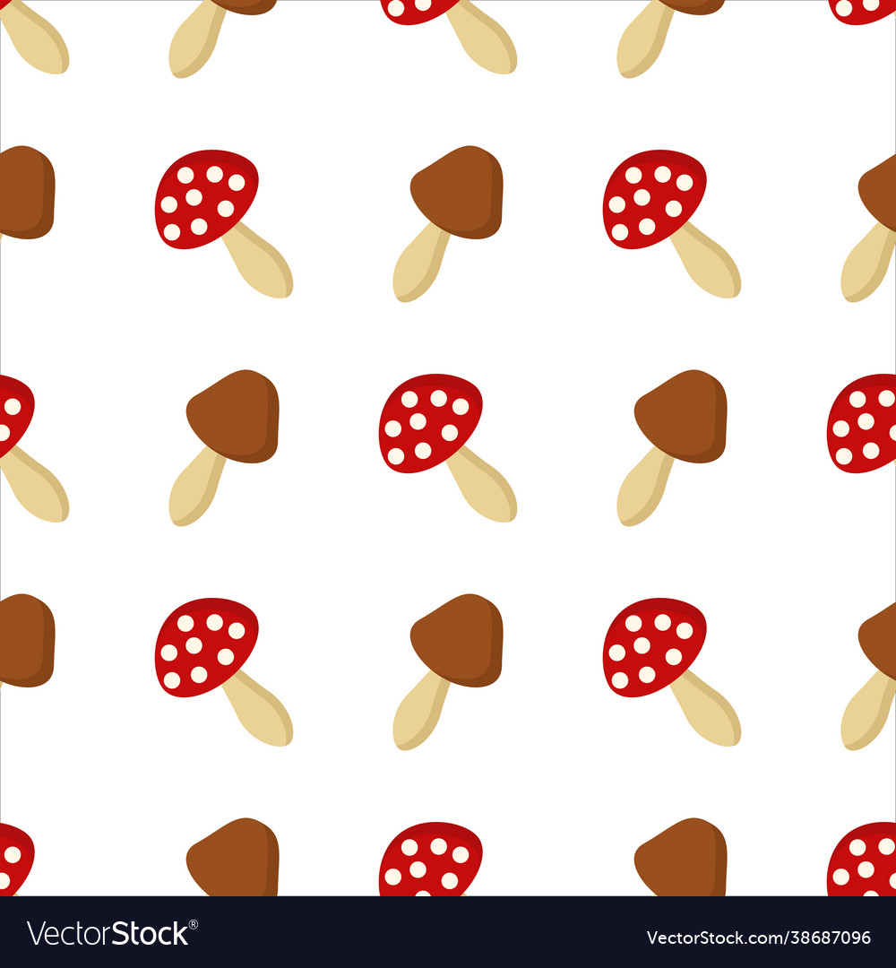 Mushroom pattern on a white background for use vector image Mushroom pattern on a white background for use