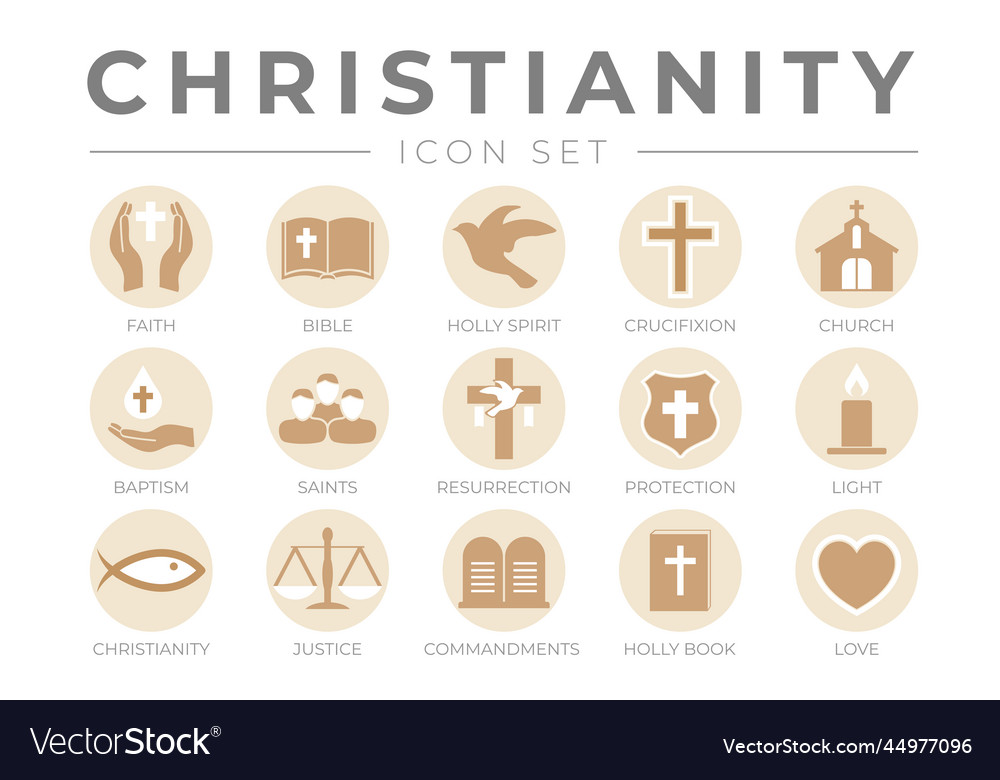 Round christianity icon set with faith bible vector image Round christianity icon set with faith bible