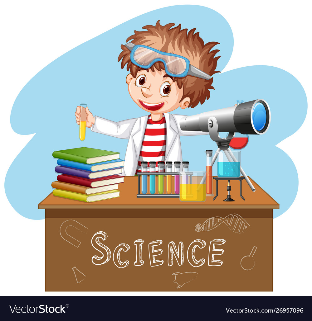Scientist doing experiment in science lab Vector Image