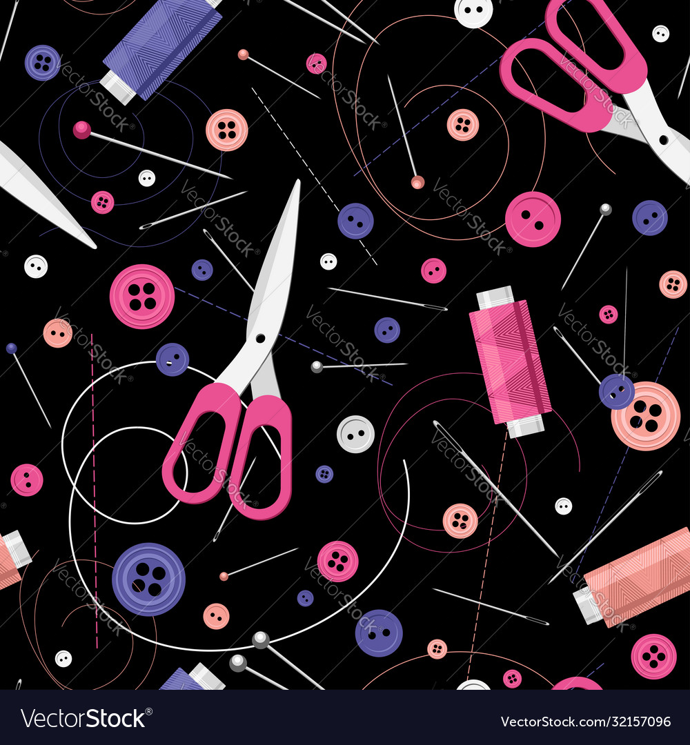 Seamless pattern with colorful spools thread