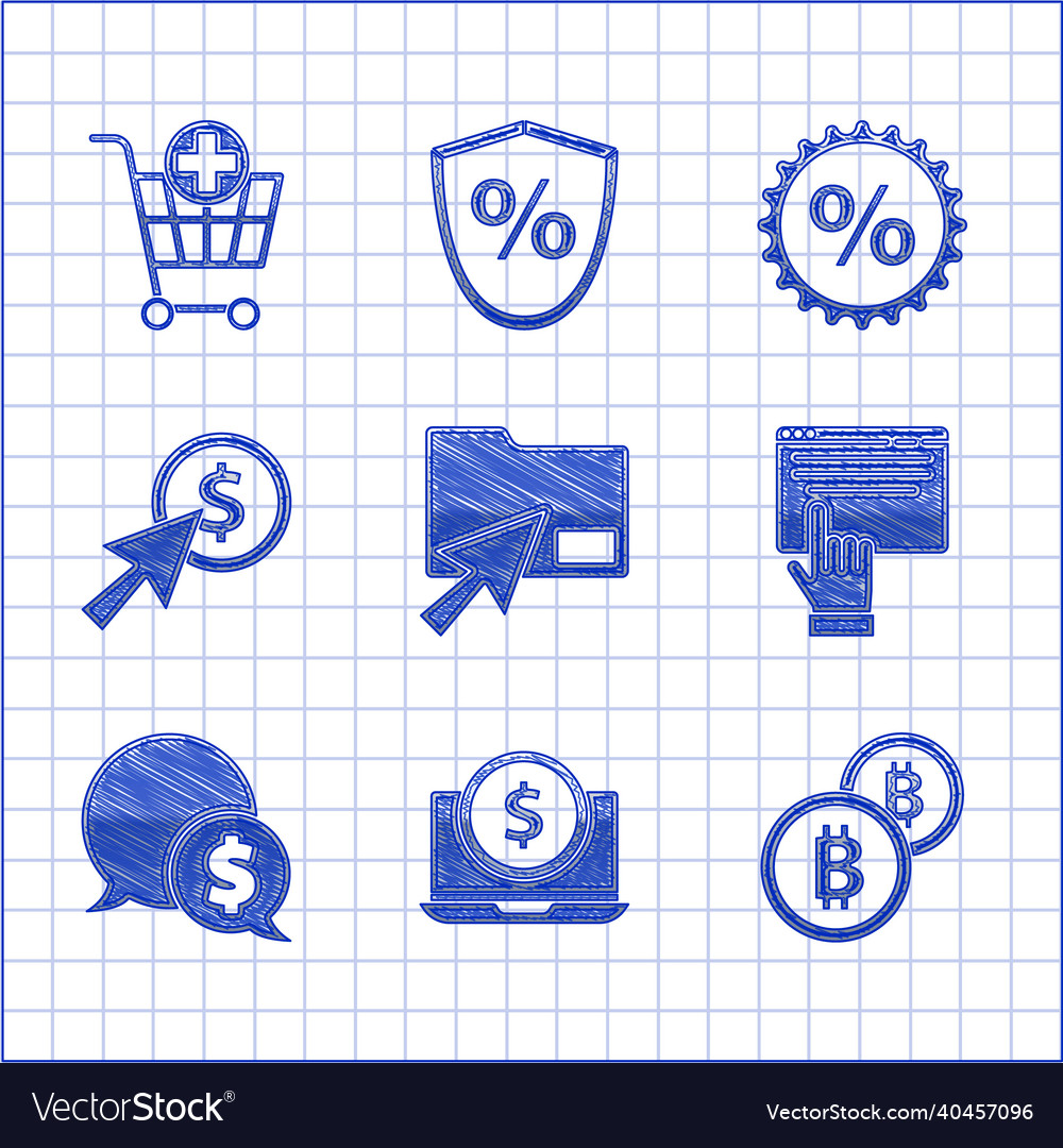 Set cursor click document folder laptop vector image Set cursor click document folder laptop