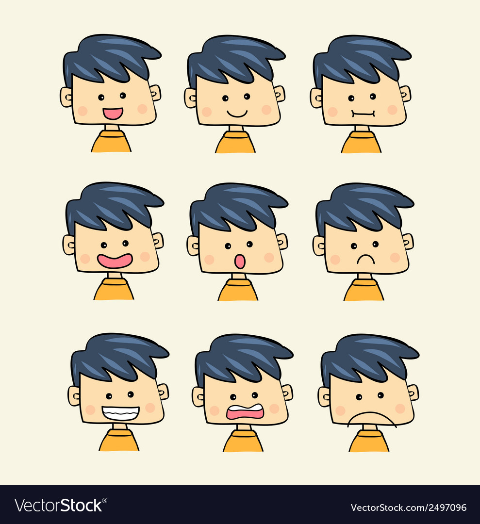 Set of faces with various emotion expressions cart