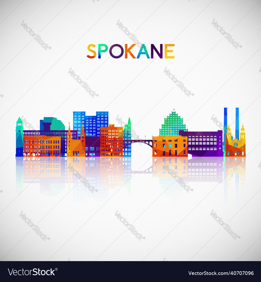 Spokane wa skyline silhouette Royalty Free Vector Image