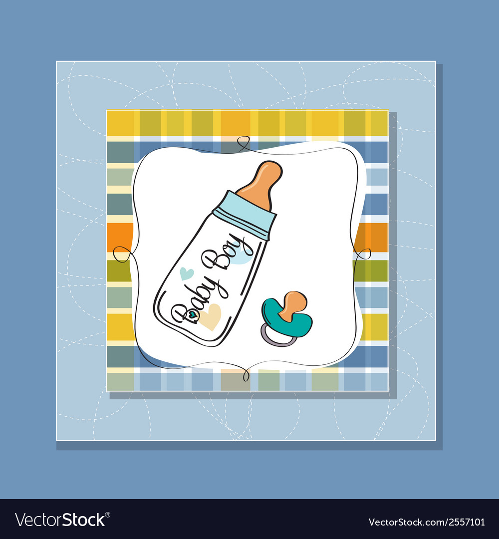 Baby announcement card with milk bottle