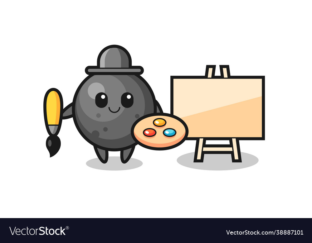 Cannon ball mascot as a painter