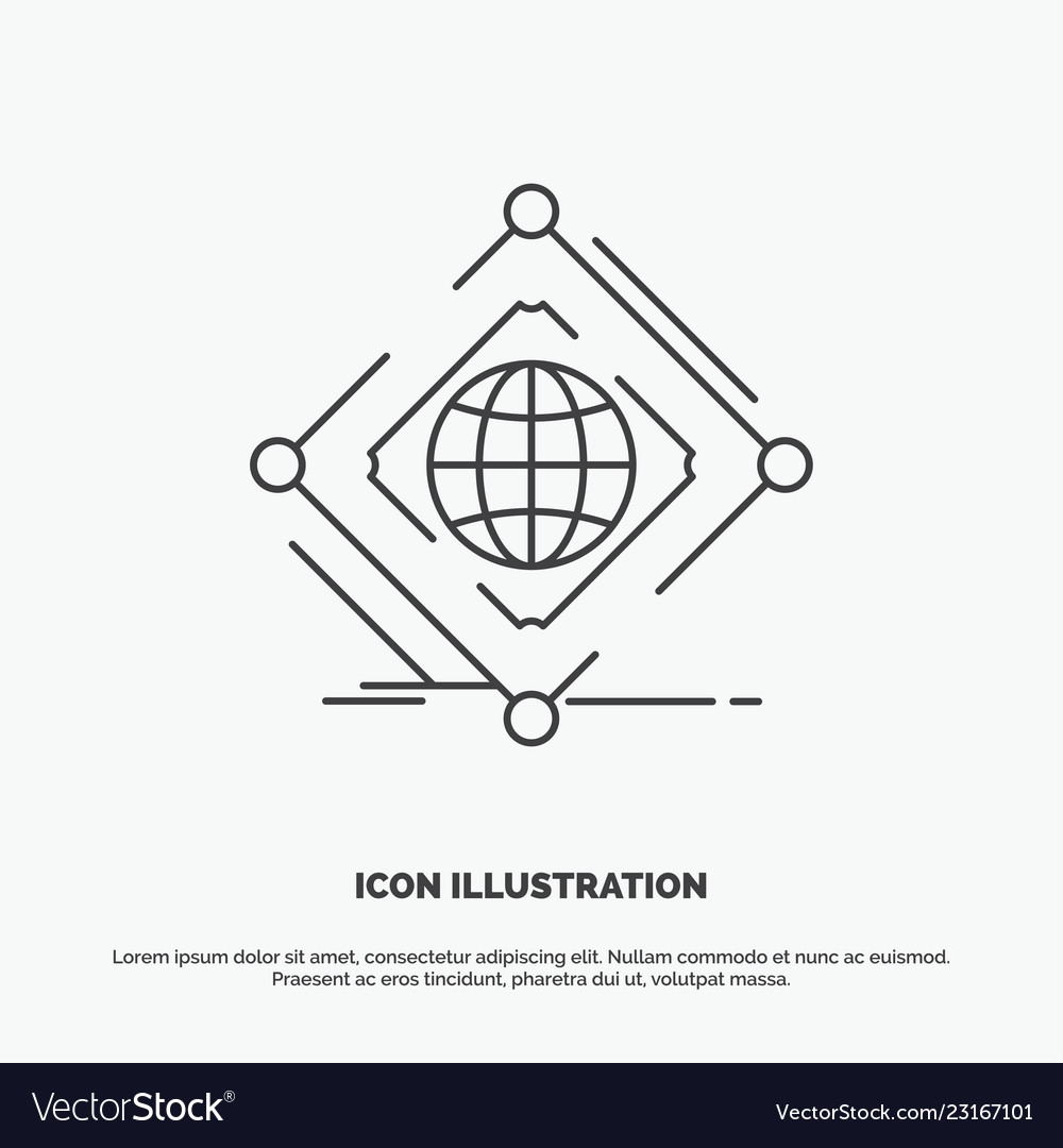 Complex global internet net web icon line gray vector image Complex global internet net web icon line gray
