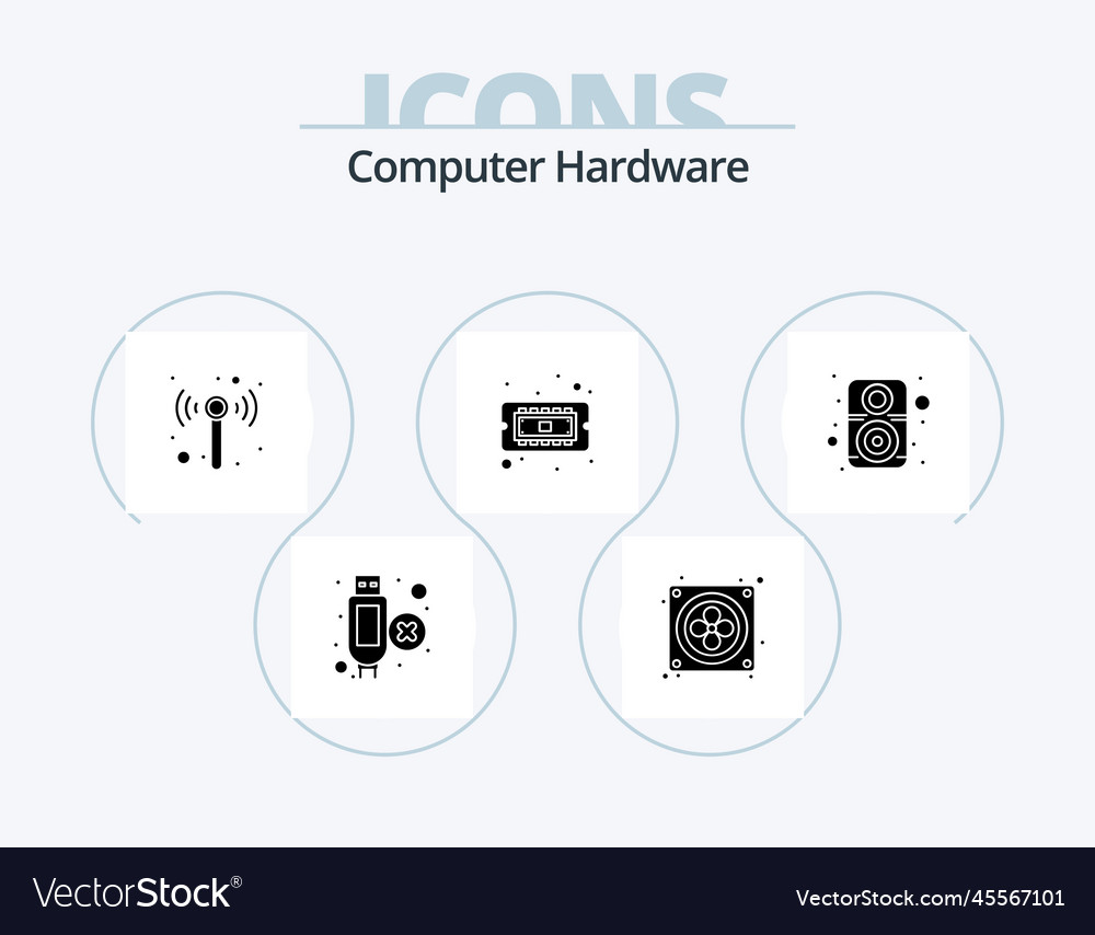 Computer hardware glyph icon pack 5 icon design Vector Image