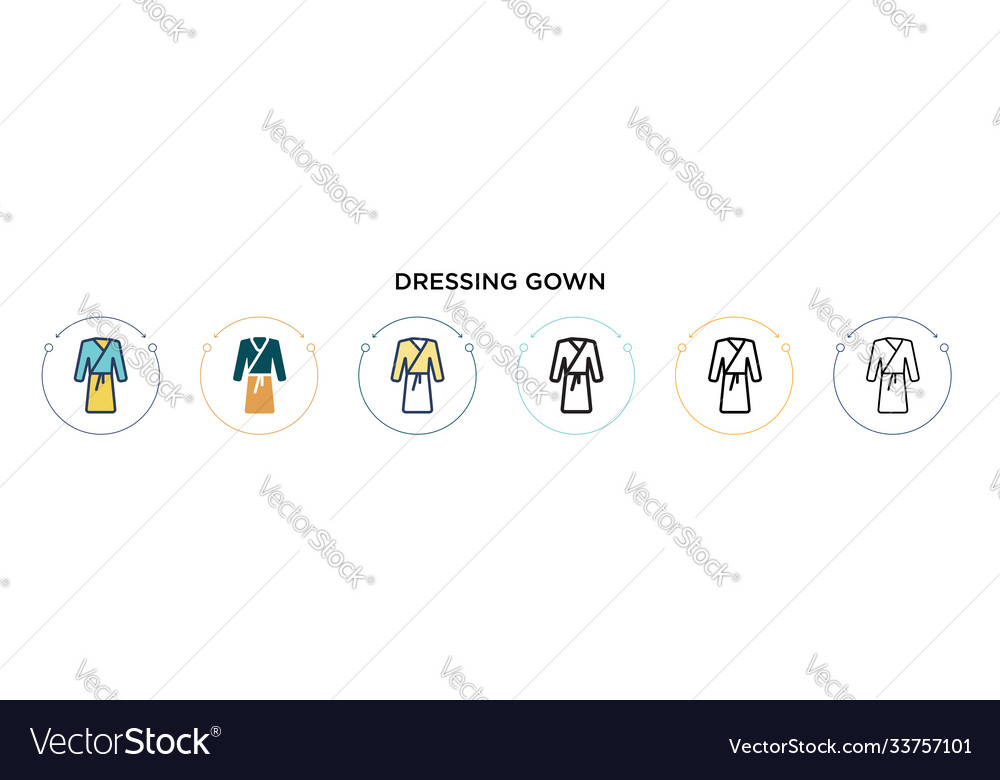 Dressing gown icon in filled thin line outline