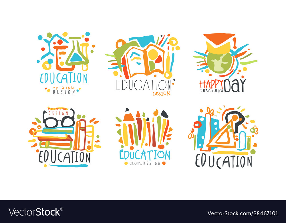 Educational and teacher day labels badges vector image Educational and teacher day labels badges