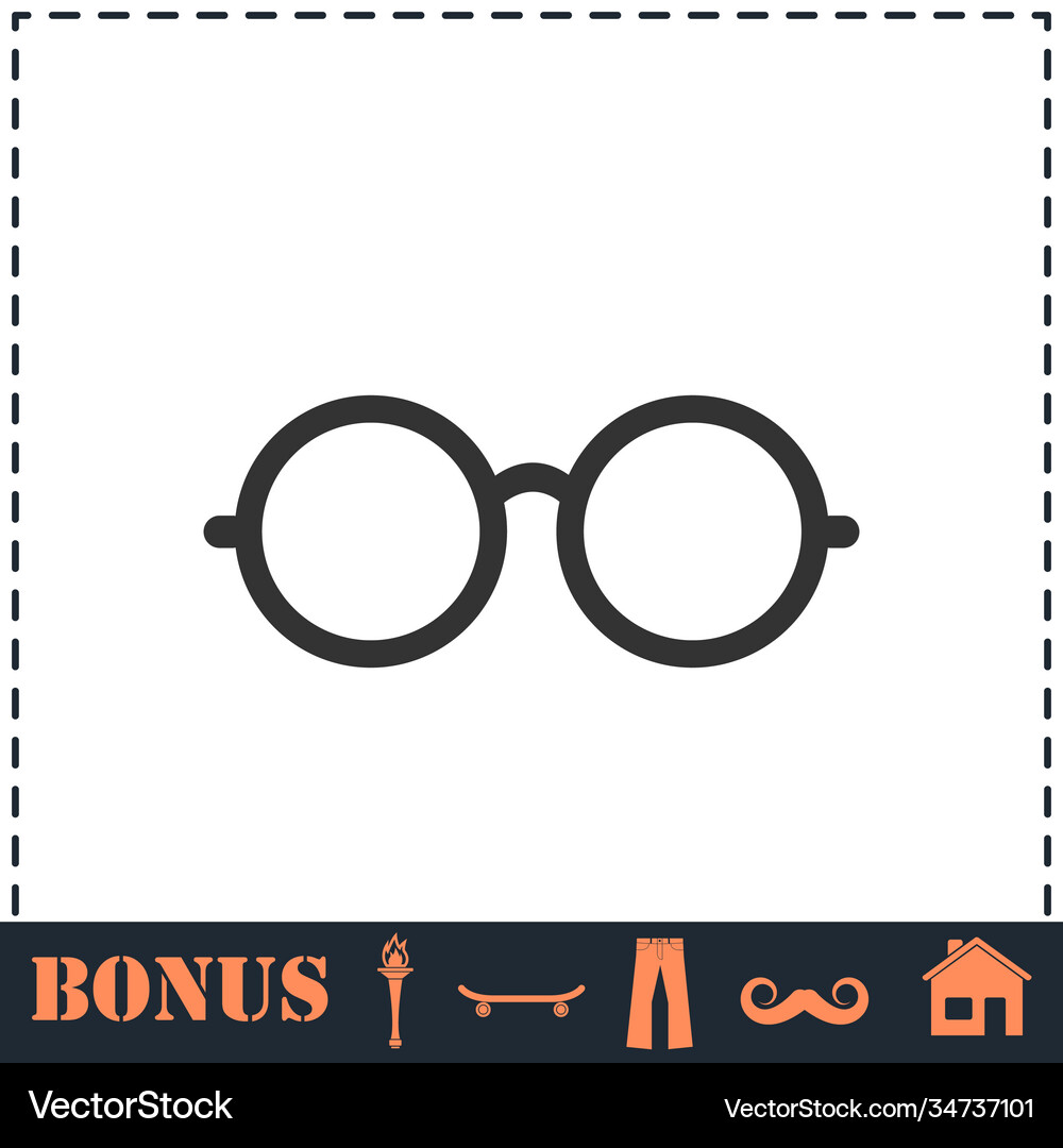 Glasses icon flat Royalty Free Vector Image - VectorStock