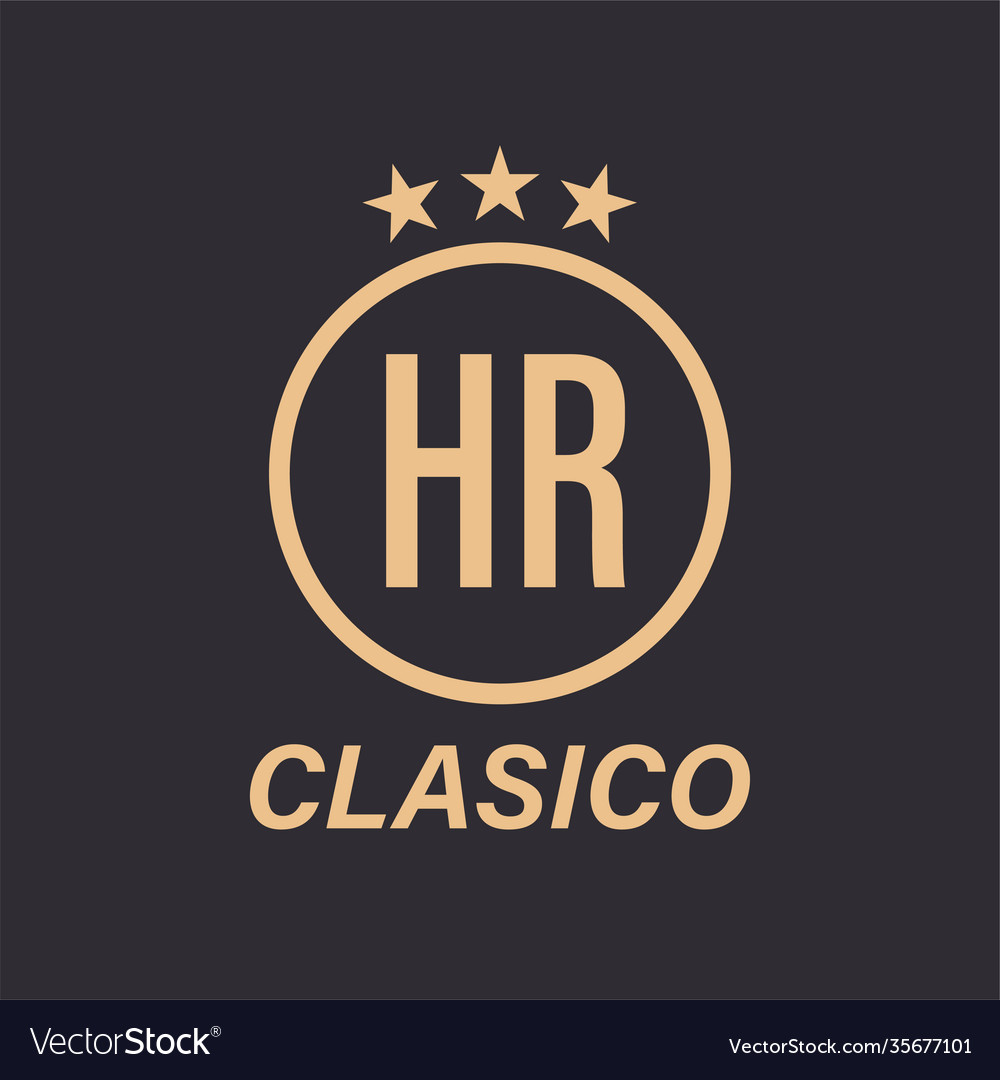 Hr letter logo design with star icon classic