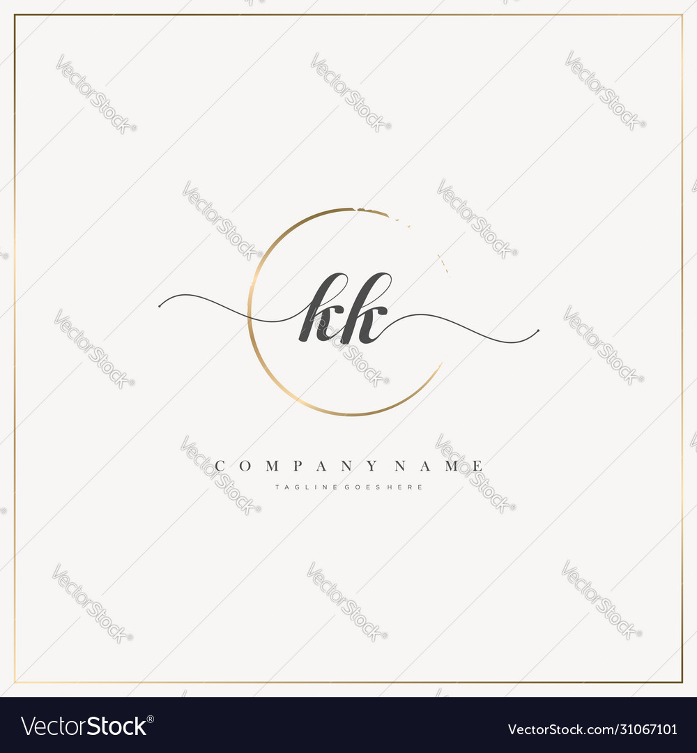 Kk initial letter handwriting logo hand drawn Vector Image