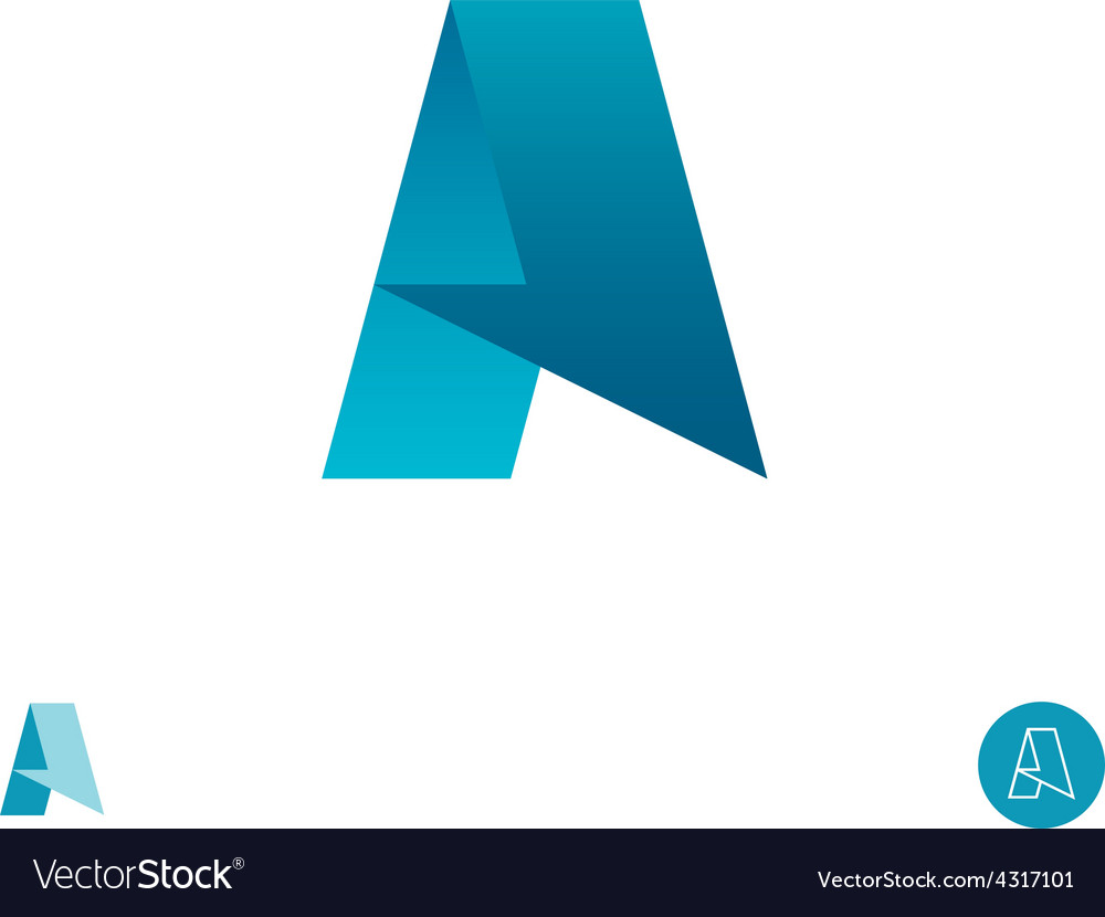 Letter a logo arrow half paper ribbon concept Vector Image