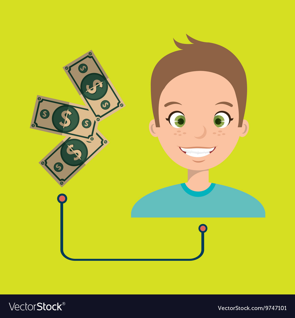Man with bills isolated icon design