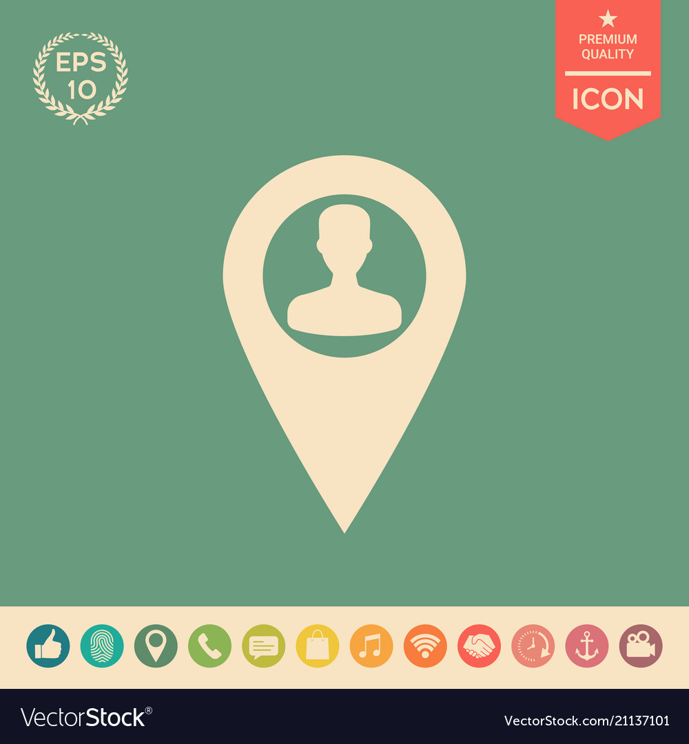Map pointer with man silhouette