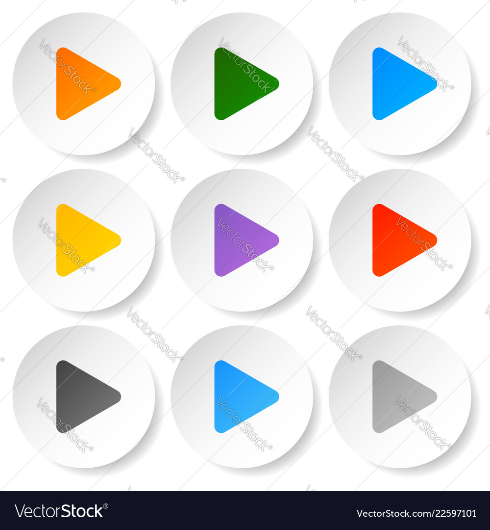 Modern flat play buttons with smooth gradients