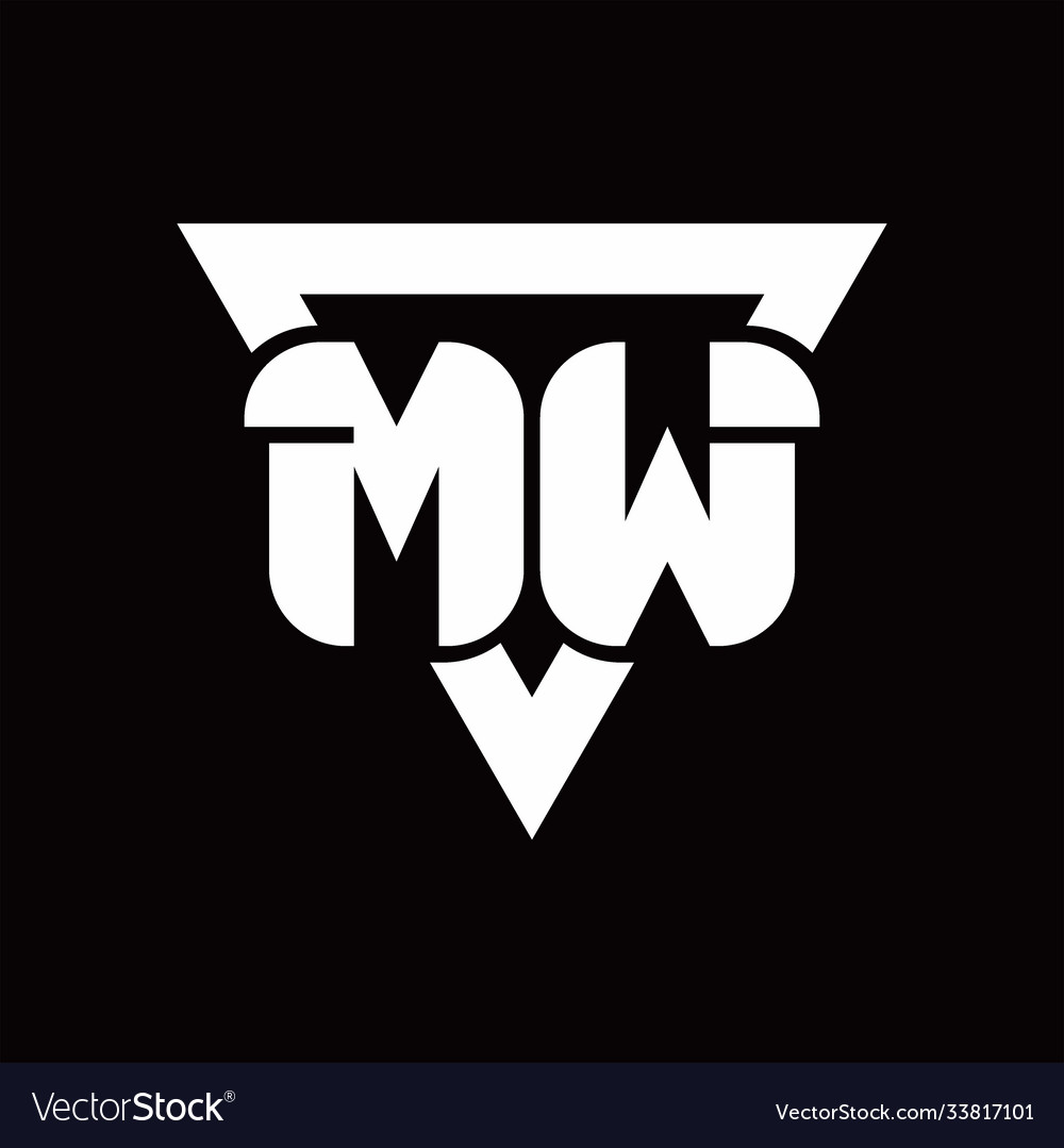 Mw logo monogram with triangle shape rounded