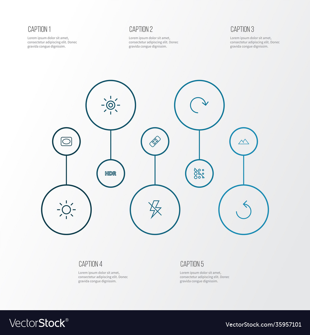 Picture icons line style set with frame lightning vector image Picture icons line style set with frame lightning