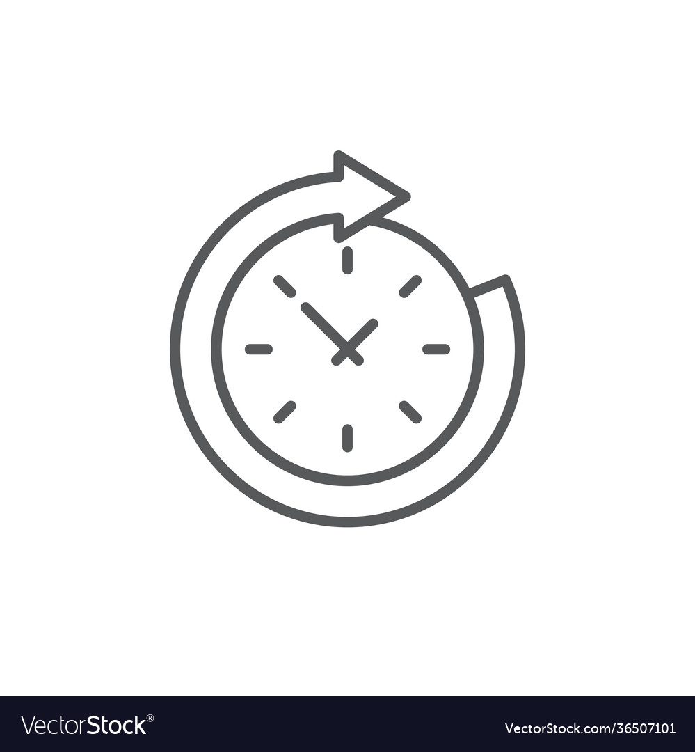 Real time icon color line outline sign linear vector image Real time icon color line outline sign linear