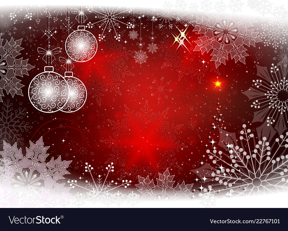 Red background with retro balloons snowflakes