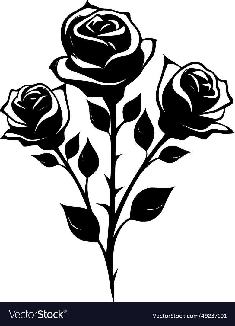 Roses - Black And White Royalty Free Vector Image