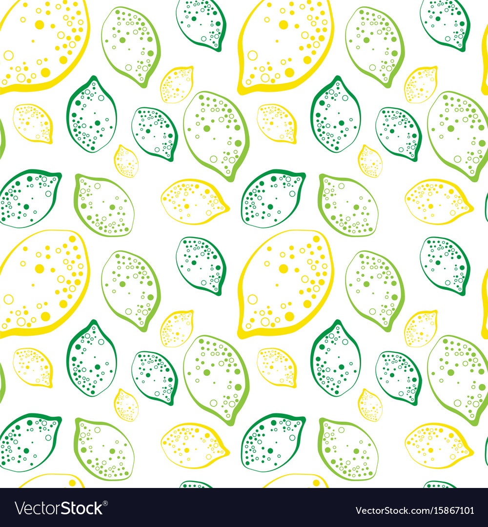 Seamless pattern lemons and lime fruits summer